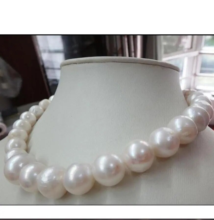 HUGE 1812-15MM NATURAL AUSTRALIAN SOUTH SEA GENUINE WHITE NUCLEAR PEARL NECKLACE